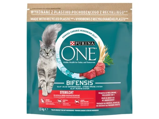 Purina ONE Bifensis Sterilised granule pro kočky hovězí 1,5kg