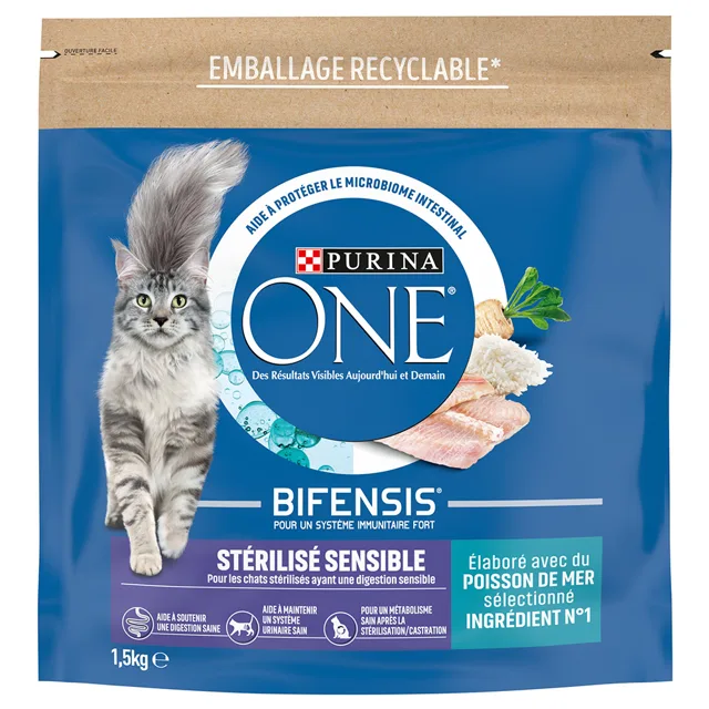 Purina ONE Bifensis Sterilised Sensitive granule mořské ryby - 1,5 kg