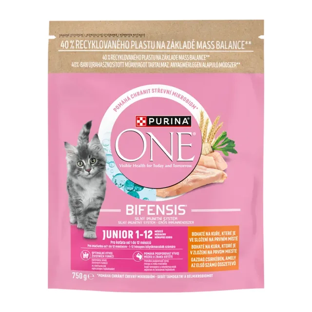 Purina One Granule pro kočky Junior Bifensis s kuřetem 750 g