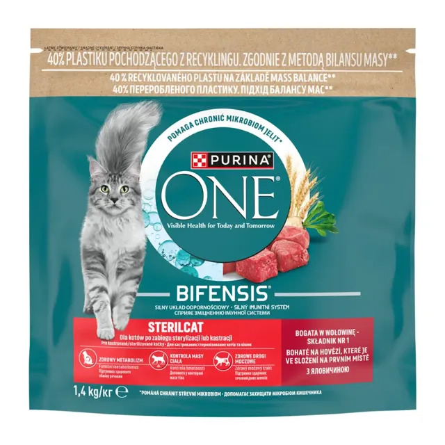 Purina One Granule pro kočky Sterilcat s hovězím 1400 g