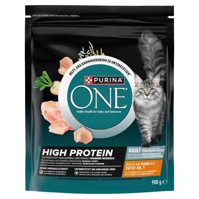 PURINA ONE High Protein Chicken 900g bohaté na kuře, suché krmivo pro kočky