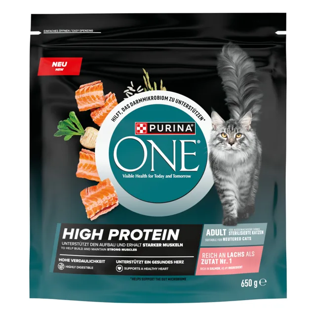 PURINA ONE High Protein losos - 650 g