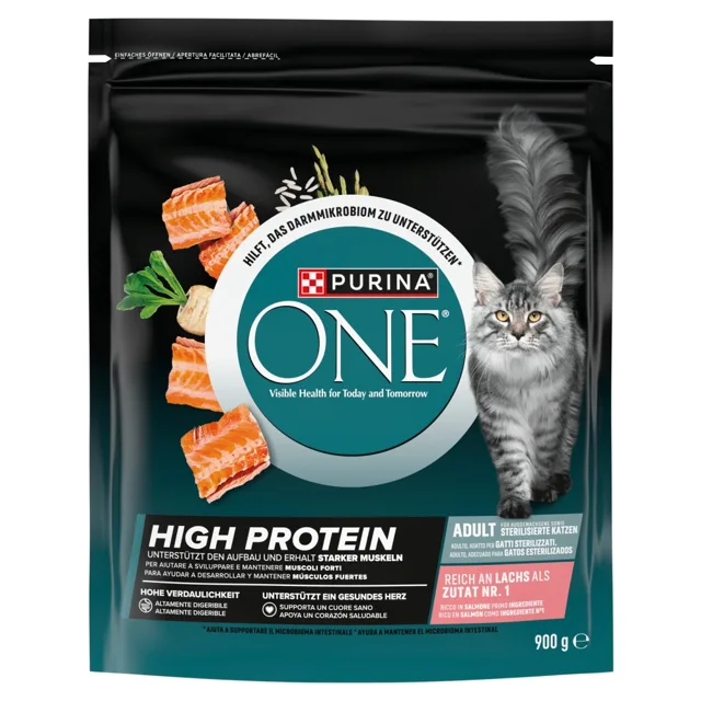 PURINA ONE High Protein Salmon 900g bohaté na lososa granule pro kočky