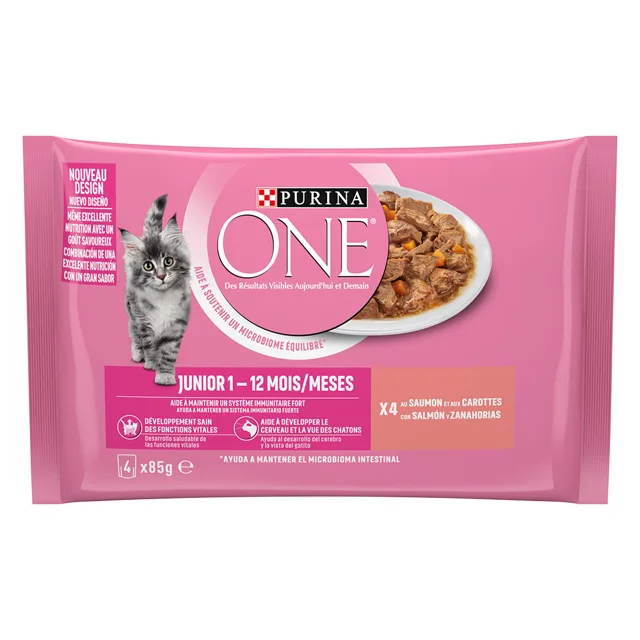 Purina ONE Junior kapsičky 4 x 85 g - losos, mrkev