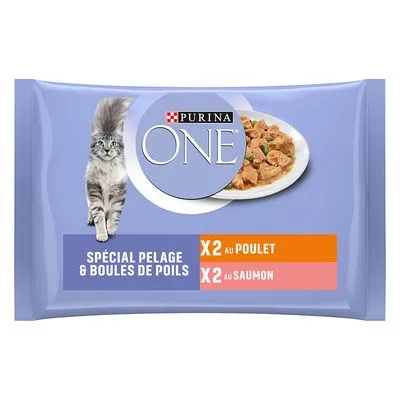 Purina ONE kapsičky výhodné balení 8 x 85 g - Coat & Hairball kuřecí a losos
