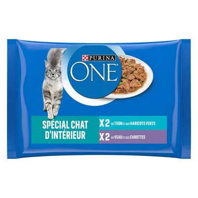 Purina ONE kapsičky výhodné balení 8 x 85 g - Indoor tuňák a telecí