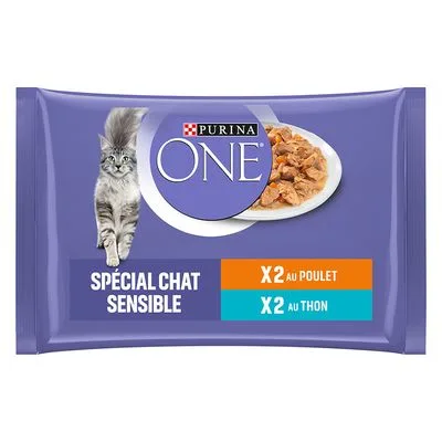 Purina ONE kapsičky výhodné balení 8 x 85 g - Sensitive kuřecí a tuňák