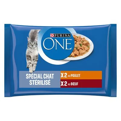 Purina ONE kapsičky výhodné balení 8 x 85 g - Sterilised kuřecí a hovězí