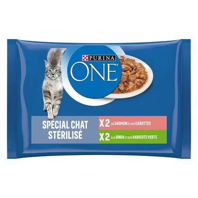 Purina ONE kapsičky výhodné balení 8 x 85 g - Sterilised losos a krůtí