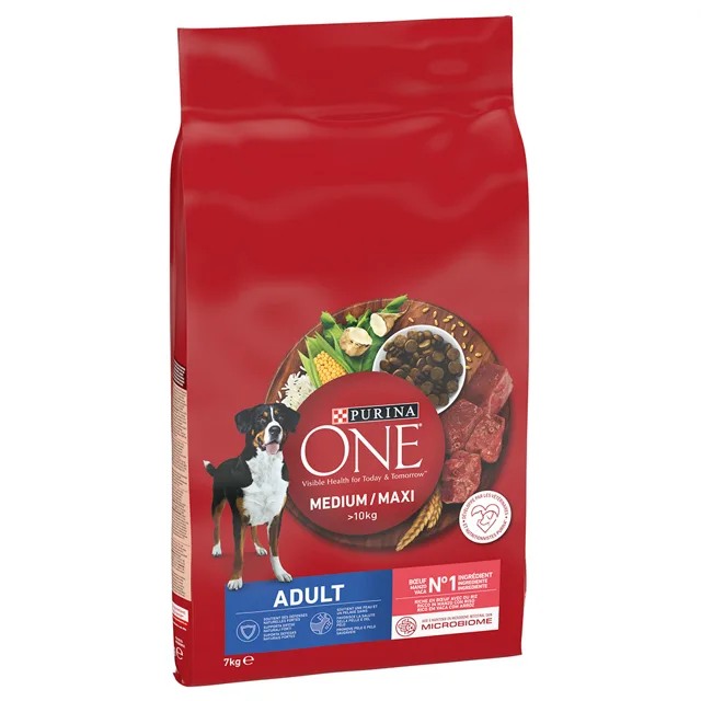 Purina ONE Medium/Maxi Adult granule hovězí, rýže - 7 kg