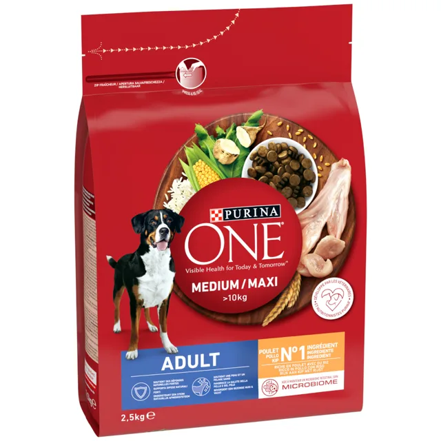 Purina ONE Medium/Maxi Adult granule kuře - výhodné balení: 2 x 12 kg