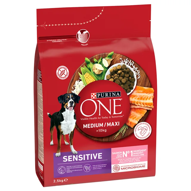 Purina ONE Medium/Maxi Sensitive granule losos - 2,5 kg