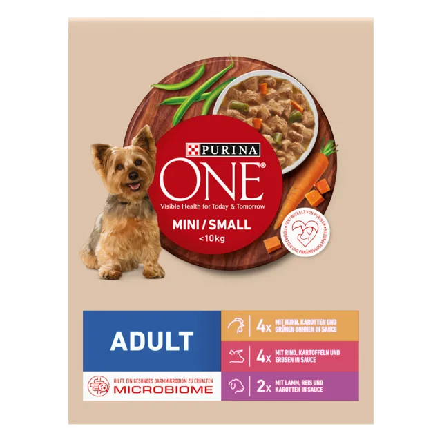 Purina ONE Mini Dog Adult kapsičky kuře, hovězí, jehněčí - výhodné balení: 20 x 85 g