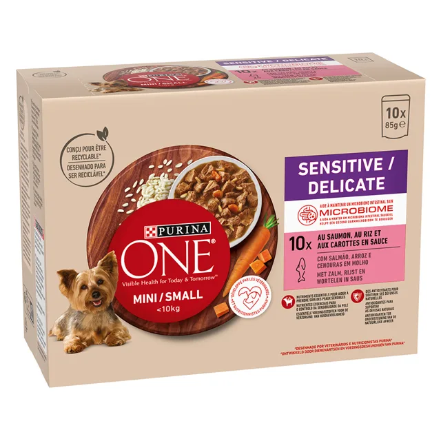Purina ONE Mini Dog Sensitive-Delicate kapsičky losos - 10 x 85 g