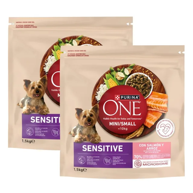 PURINA ONE Mini Small Sensitive Salmon and Rice 2x1,5 kg s lososem a rýží granule pro malé psy s citlivým zažíváním