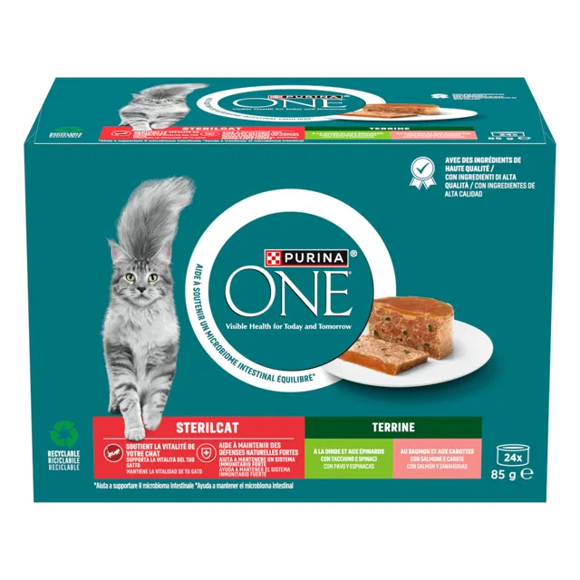 PURINA ONE SterilCat Terrine - míchané balení (48 x 85 g)