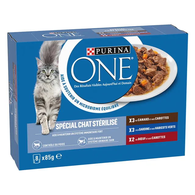 Purina ONE Sterilised kapsičky 8 x 85 g - kachna, hovězí maso, sardinky