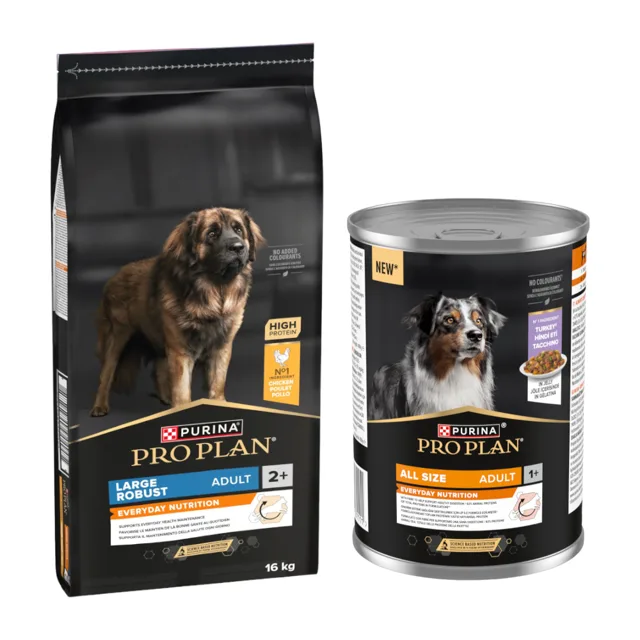 PURINA PRO PLAN 16 kg + All Size Adult Everyday Nutrition, 12 x 400g zdarma - Large Robust Adult Everyday Nutrition + krůtí