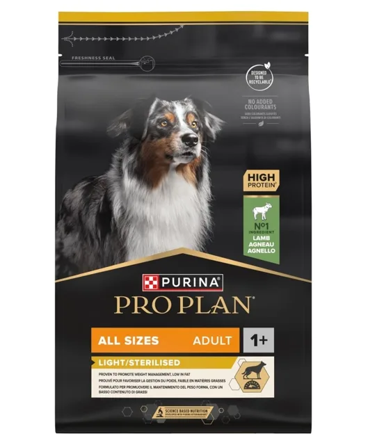 PURINA PRO PLAN Adult Light/Sterilised s Jehněčím 3 kg granule pro psy po sterilizaci
