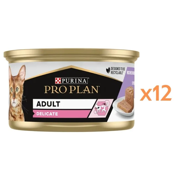 PURINA PRO PLAN Delicate Mousse bohaté na krůtu 12x85g mokré krmivo pro kočky