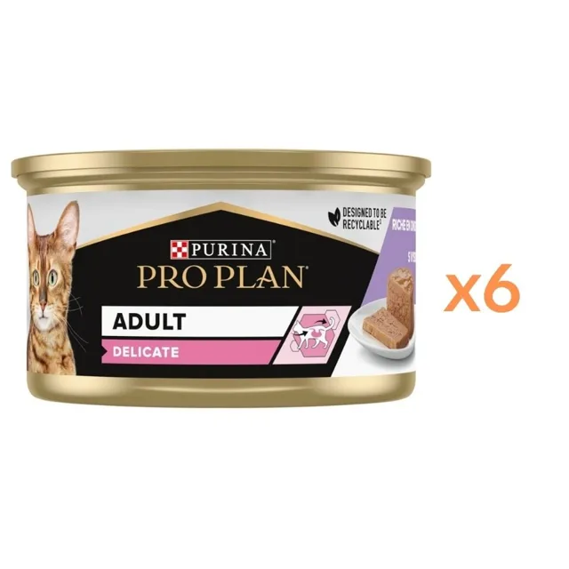 PURINA PRO PLAN Delicate Mousse bohaté na krůtu 6x85g mokré krmivo pro kočky