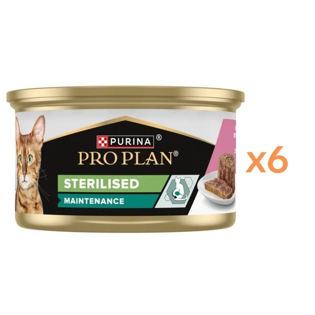 PURINA PRO PLAN Sterilized Moist Pate s lososem a tuňákem 6x85g mokré krmivo pro sterilizované kočky