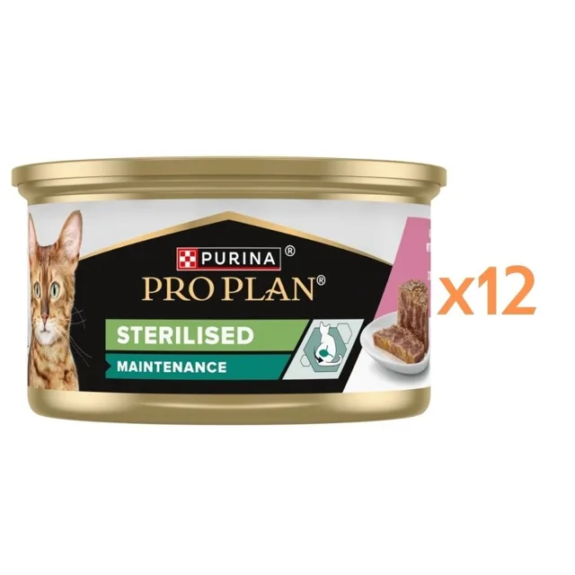 PURINA PRO PLAN Sterilizovaná vlhká paštika s lososem a tuňákem 12x85g mokré krmivo pro sterilizované kočky