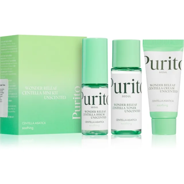 Purito Wonder Releaf Centella Mini Kit Unscented cestovní sada pro citlivou a podrážděnou pleť