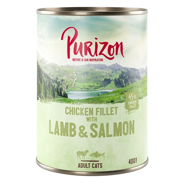 Purizon Adult 12 x 400 g - bez obilovin - kuřecí filet s lososem a jehněčím