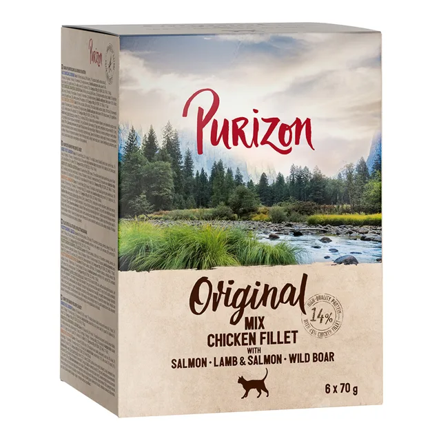 Purizon Adult 6 x 70 g - bez obilovin - Kuřecí filety s lososem