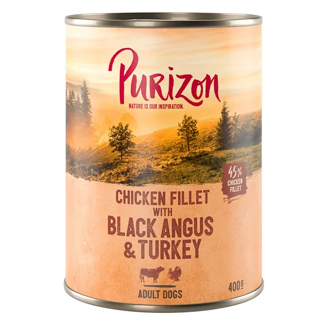 Purizon Adult - bez obilovin 6 x 400 g - Míchané balení (2 x Black-Angus, 2 x jehněčí, 1 x losos, 1 x zvěřina)