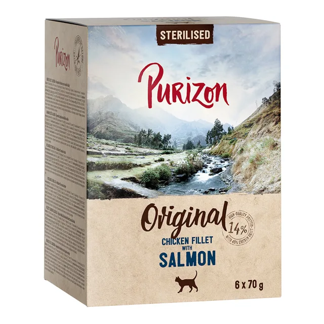 Purizon Adult Sterilised 6 ks (6 x 70 g) - bez obilovin - kuřecí filet s krocanem