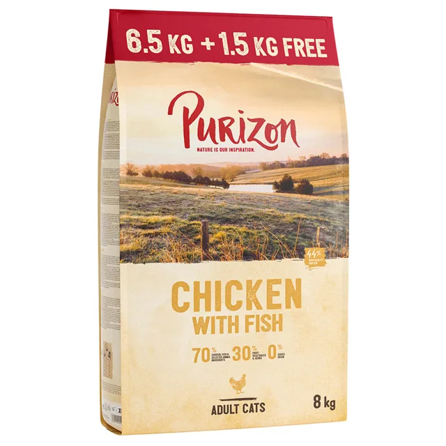 Purizon granule bez obilovin,  6,5 kg + 1,5 kg zdarma - Adult kuřecí s rybou - 6,5 + 1,5 kg