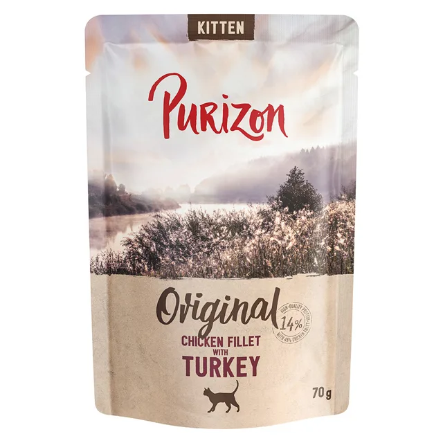 Purizon Kitten 6 ks (6 x 70 g) - bez obilovin - kuřecí filet s krocanem