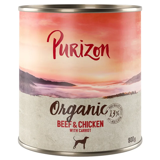 Purizon Organic výhodné balení 24 x 800 g - kachna a kuřecí s cuketou