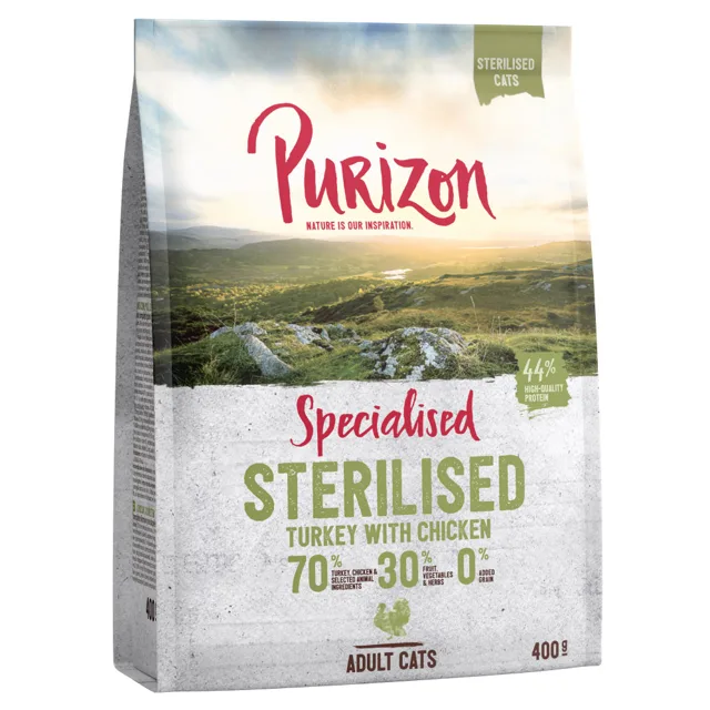 Purizon Sterilised Adult Turkey & Chicken - bez obilovin - NOVINKA: výhodné balení 2 x 6,5 kg