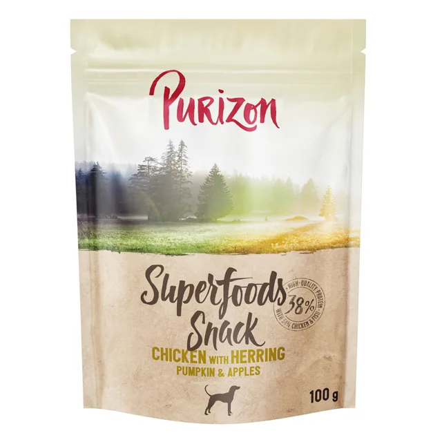 Purizon Superfoods Snacks pro psy 100 g - Výhodné balení: Kuřecí se sleďem, dýní a jablkem 3 x 100 g
