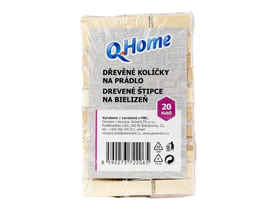 Q-Home dřevěné kolíčky na prádlo 20 ks