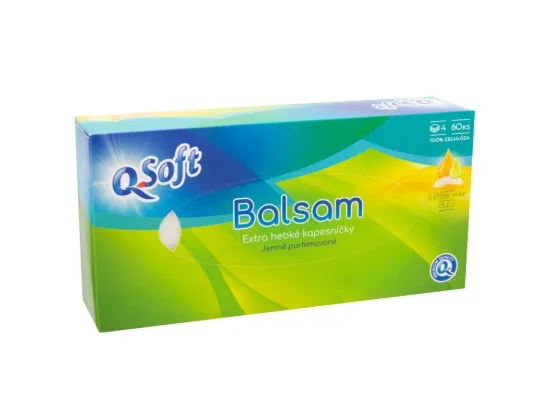 Q-Soft kapesníky 4vrstvé s balzámem 60 ks