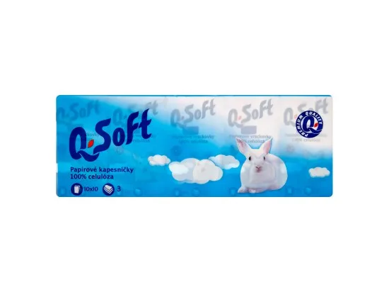 Q-Soft papírové kapesníčky 3vrstvé 10 x 10 ks