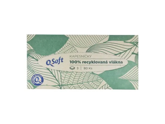 Q-Soft papírové kapesníčky recyklované 3vrstvé 80 ks
