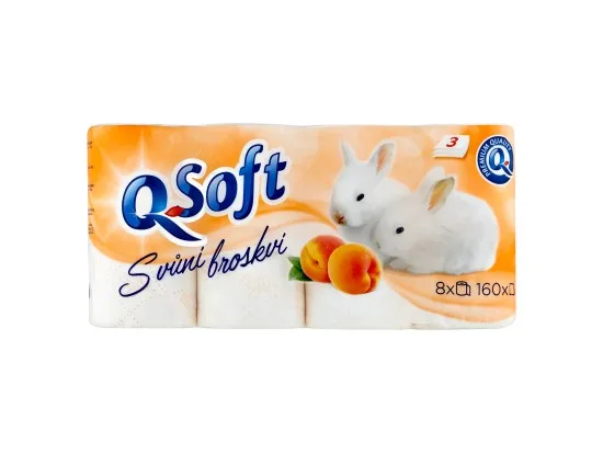 Q-Soft toaletní papír s vůní broskví 3vrstvý 8 ks