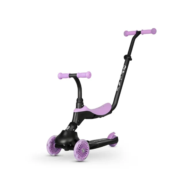 QPlay Koloběžka / odrážedlo Sema Evo s LED světly Violet, věk 1 - 6 let, do 50 kg