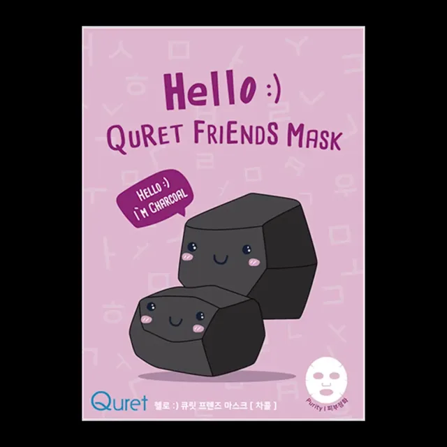 Quret Čisticí pleťová maska Hello Friends Černé uhlí 25 g