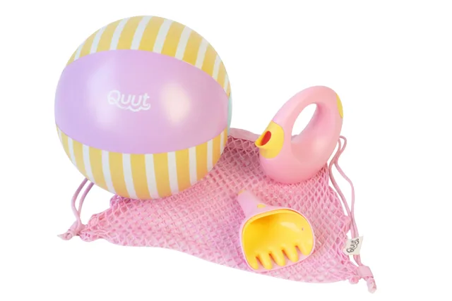 Quut Zahradní set - míč, konvička, hrabičky, lopatka - žlutá a růžová
