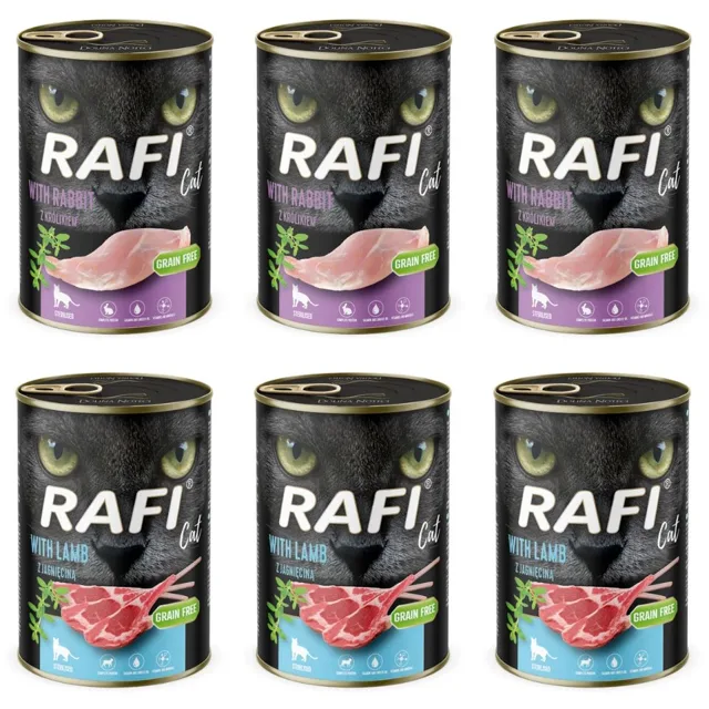 RAFI Cat Adult Mix 2 příchutí jehněčí a králík 6x400 g krmivo pro kočky po sterilizaci