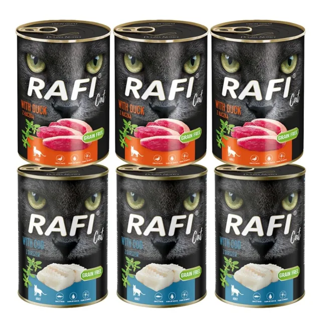 RAFI Cat Adult Mix příchutí 6 x 400 s treskou a kachnou, krmivo pro kočky