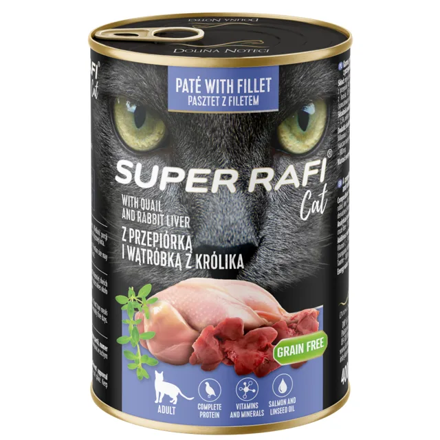 Rafi Cat Super 12 x 400 g - křepelka a králičí játra