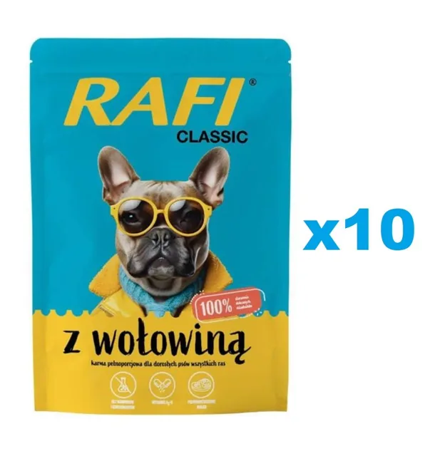 RAFI Classic hovězí mokré krmivo pro psy 400g x 10