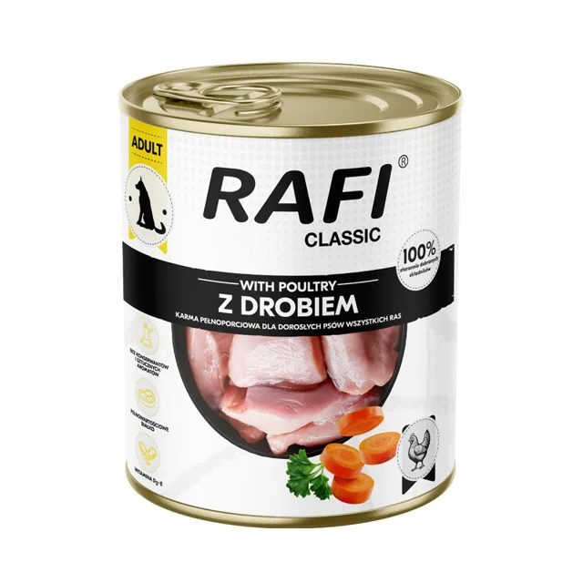 RAFI Classic s drůbeží 800 g konzerva pro psy